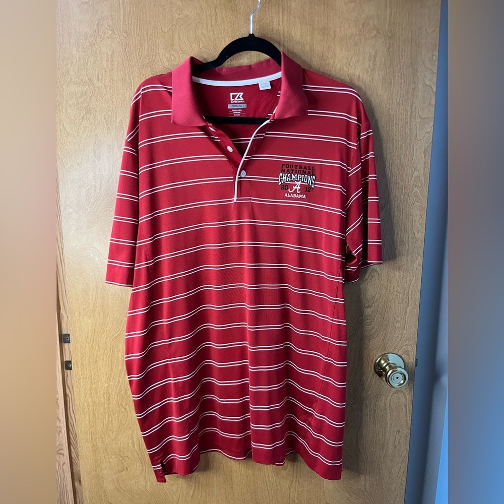 Men’s 2012 Alabama Football Cutter & Buck Red DryTec Polo S/S SZ XL. EUC